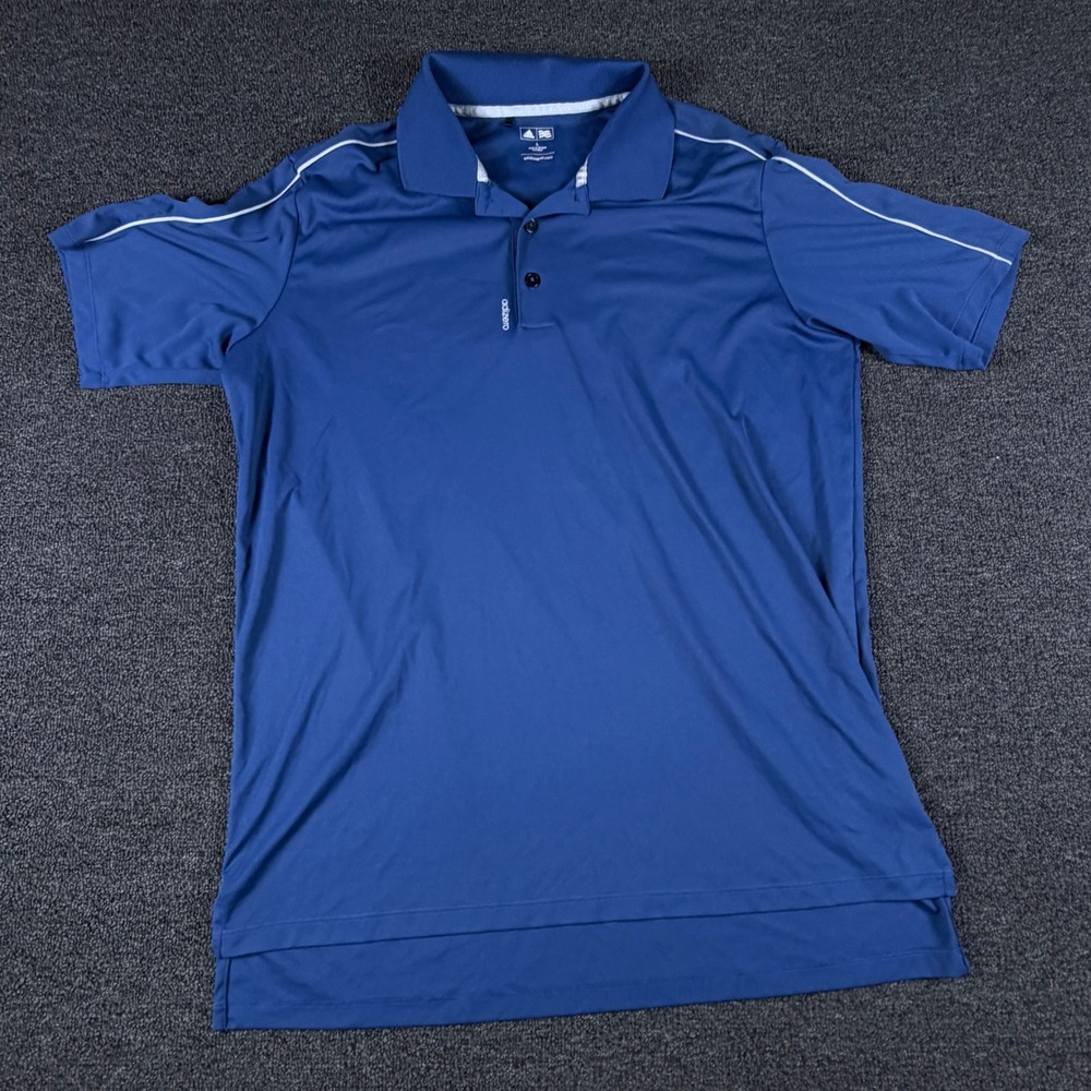 Adidas Polo Mens L Adizero Blue Short Sleeve Performance EUC